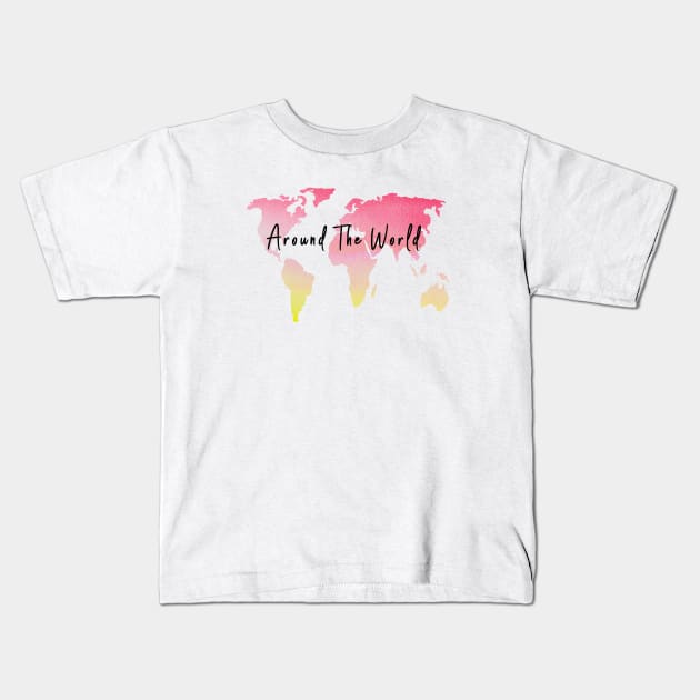 Around The World Traveler Kids T-Shirt by TaliDe